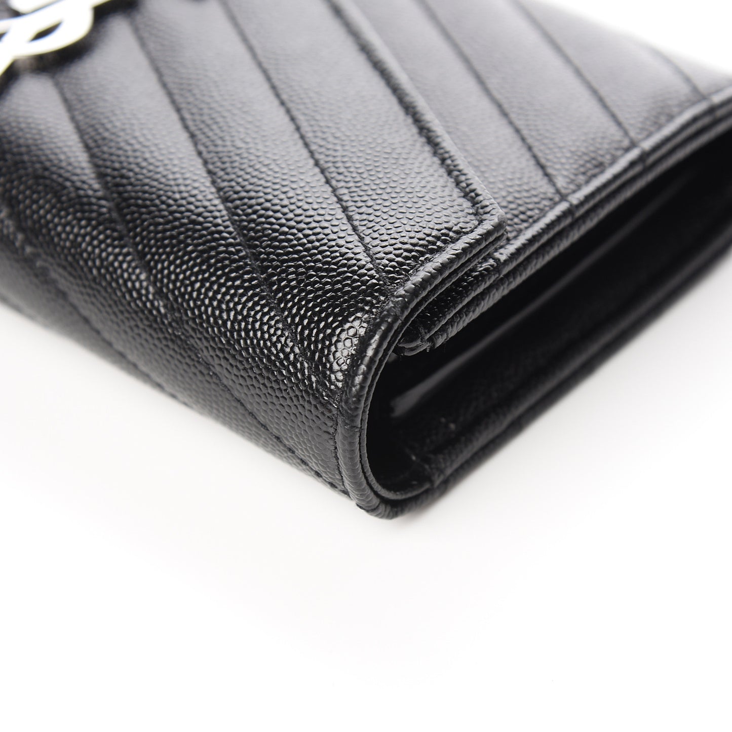 Grain De Poudre Matelasse Chevron Monogram Flap Wallet Black