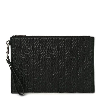 Gucci Calfskin G Rhombus Quilted Documents Holder Black 1 of 9