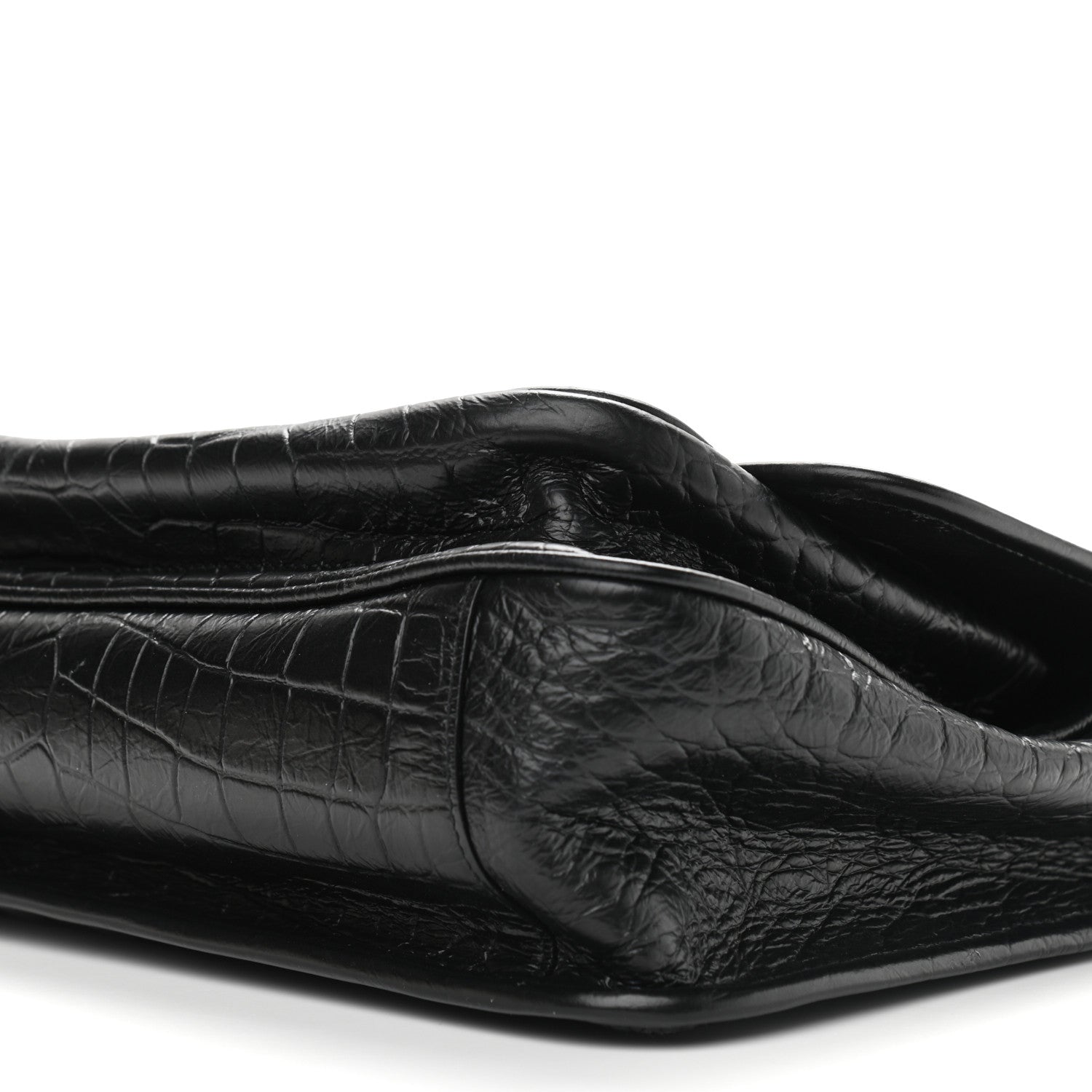 Saint Laurent Lambskin Crocodile Embossed Monogram Medium Niki Chain Satchel Black 10 of 10
