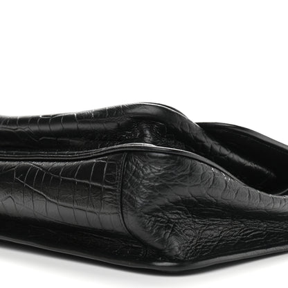 Saint Laurent Lambskin Crocodile Embossed Monogram Medium Niki Chain Satchel Black 10 of 10