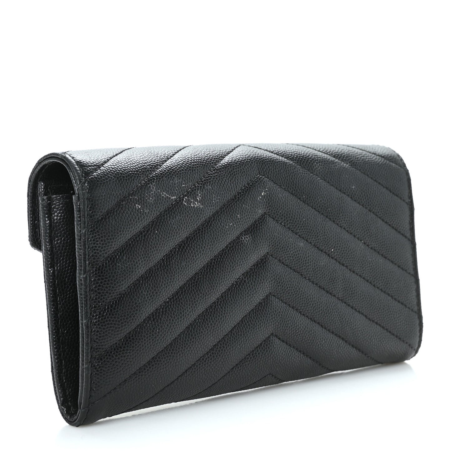 Grain De Poudre Matelasse Chevron Monogram Flap Wallet Black
