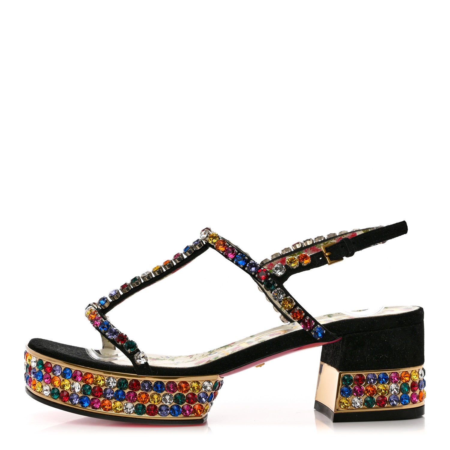 Gucci Kid Scamosciato Crystal Mira Platform Sandals 37 Multicolor 1 of 9