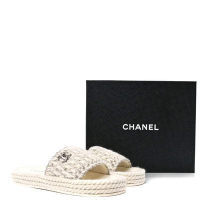 Chanel Braided Knit CC Mules 40 Ecru 9 of 9