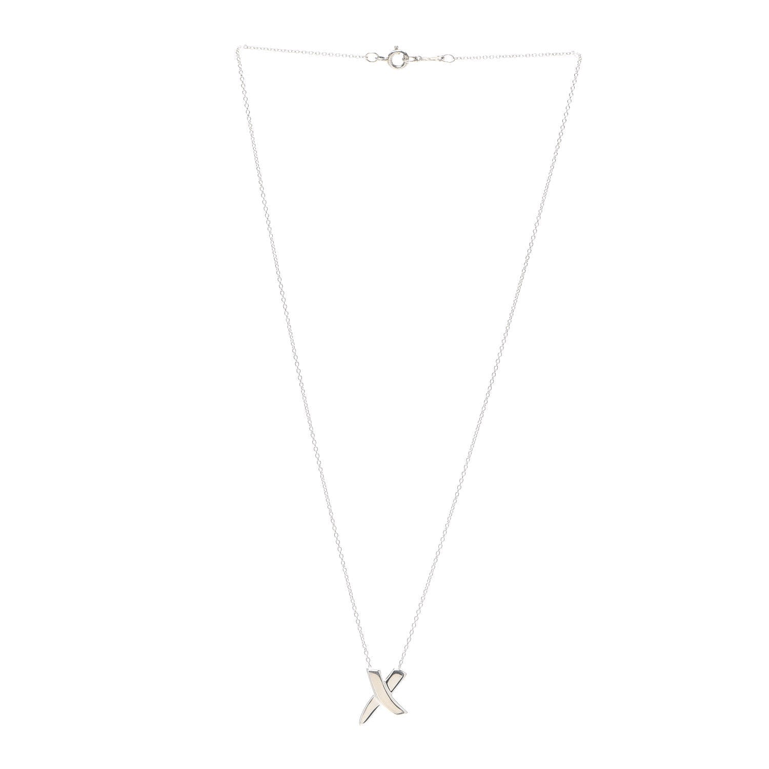 Tiffany Sterling Silver Paloma Picasso Graffiti X Pendant Necklace 3 of 5
