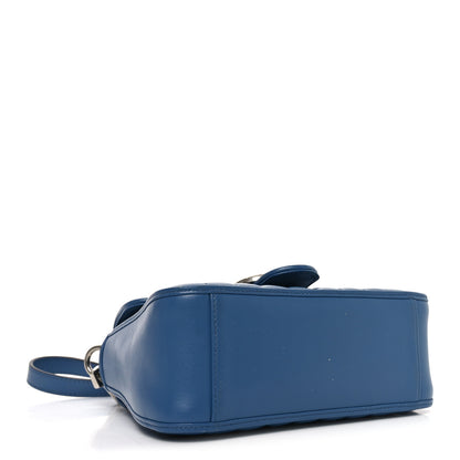 Gucci Calfskin Matelasse Aria Mini GG Marmont Top Handle Shoulder Bag Clear Blue 4 of 10