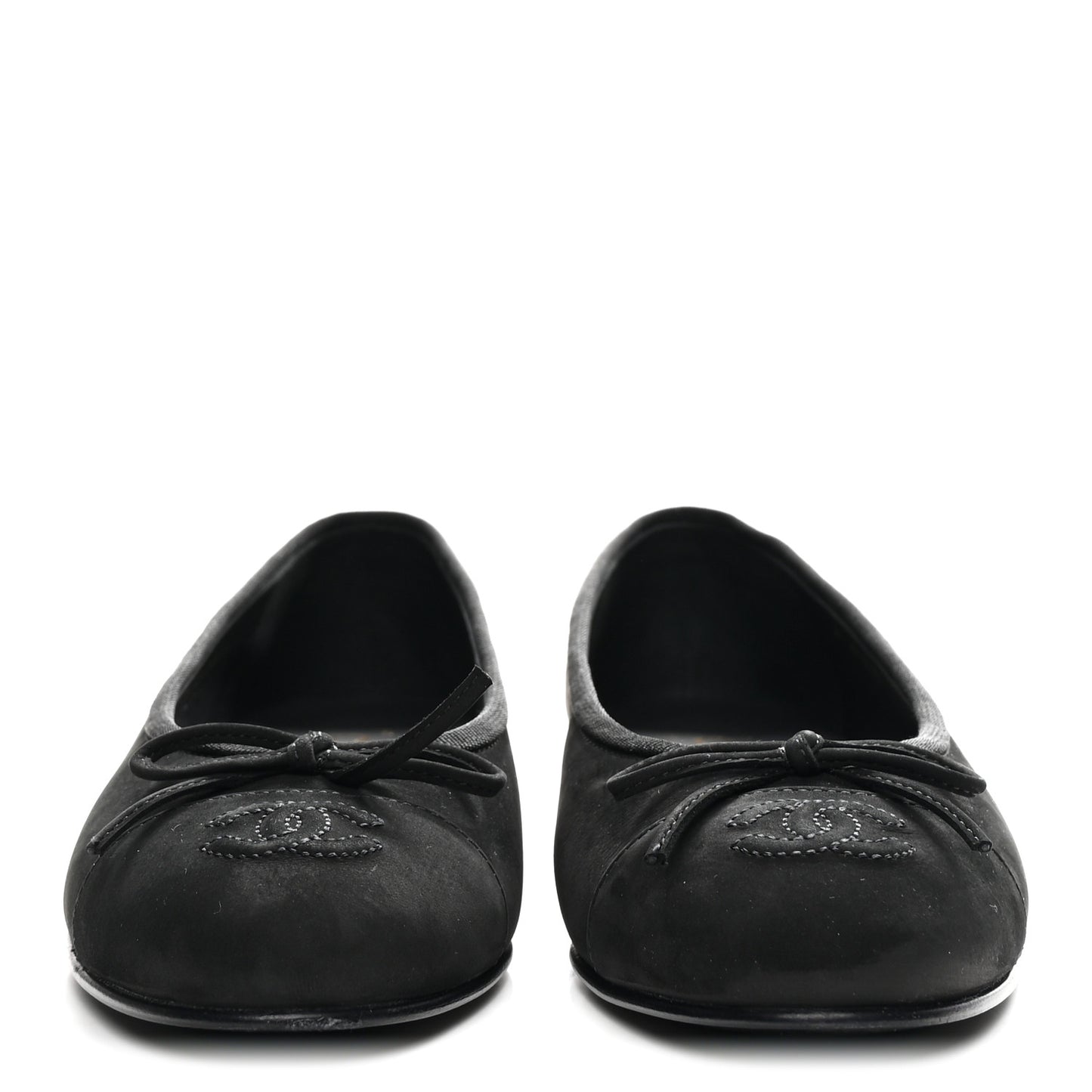 Suede Calfskin Cap Toe CC Ballerina Flats 36 Black