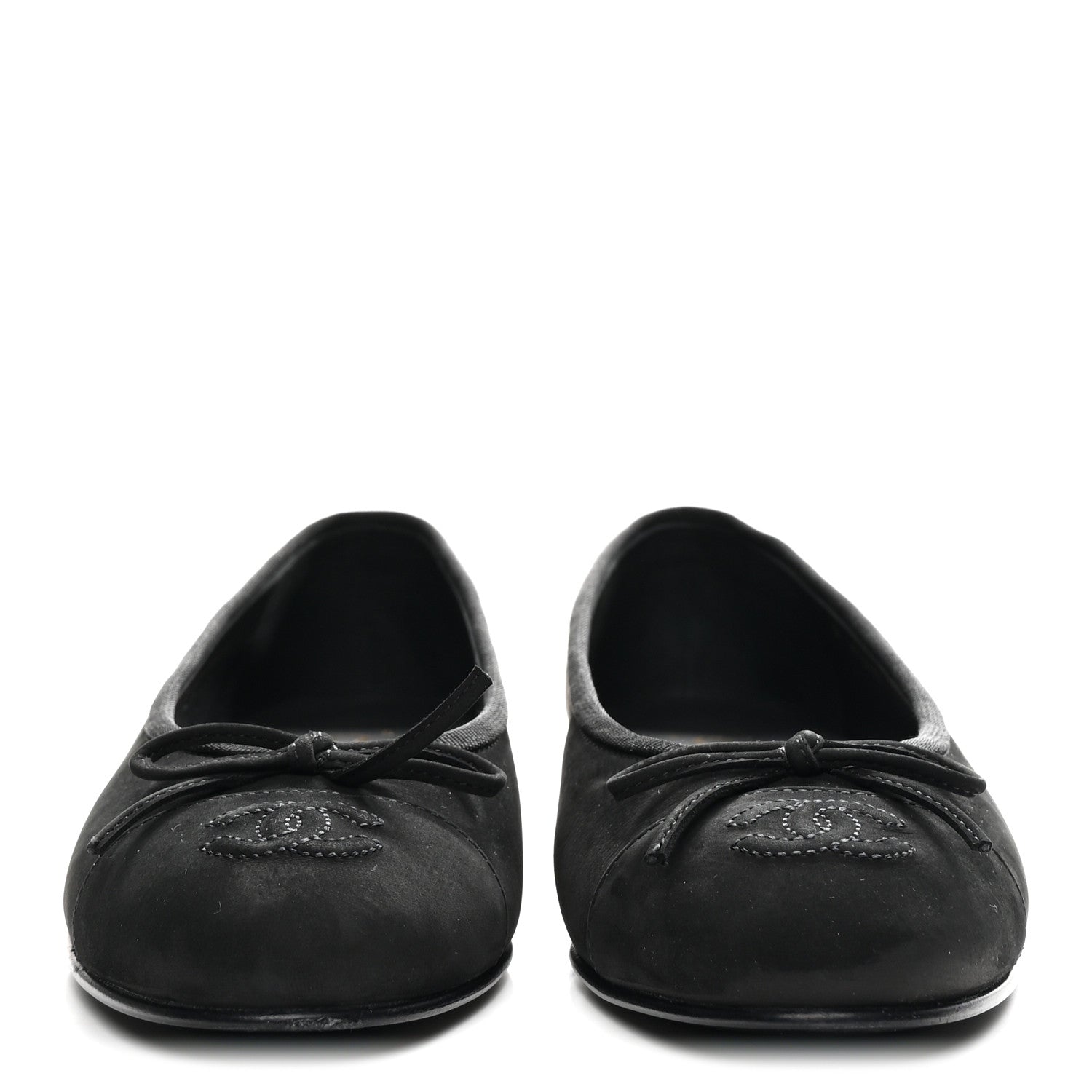 Chanel Suede Calfskin Cap Toe CC Ballerina Flats 36 Black 3 of 10