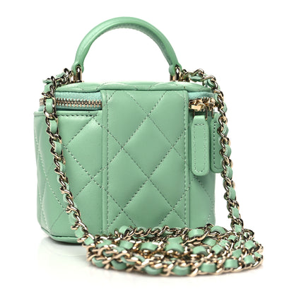 Chanel Lambskin Quilted Top Handle Mini Vanity Case With Chain Green 3 of 11