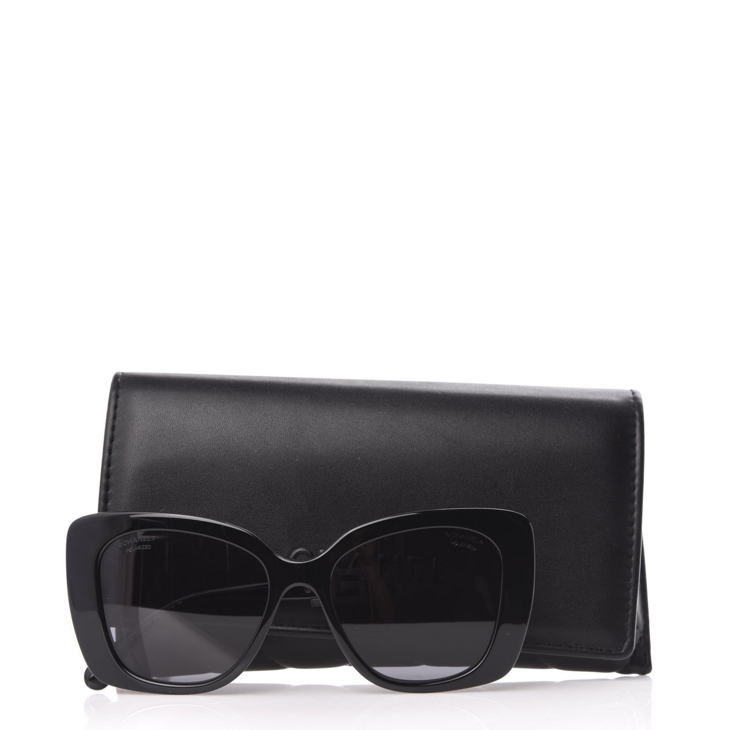 Acetate Strass Polarized Square Sunglasses 5422-B Black