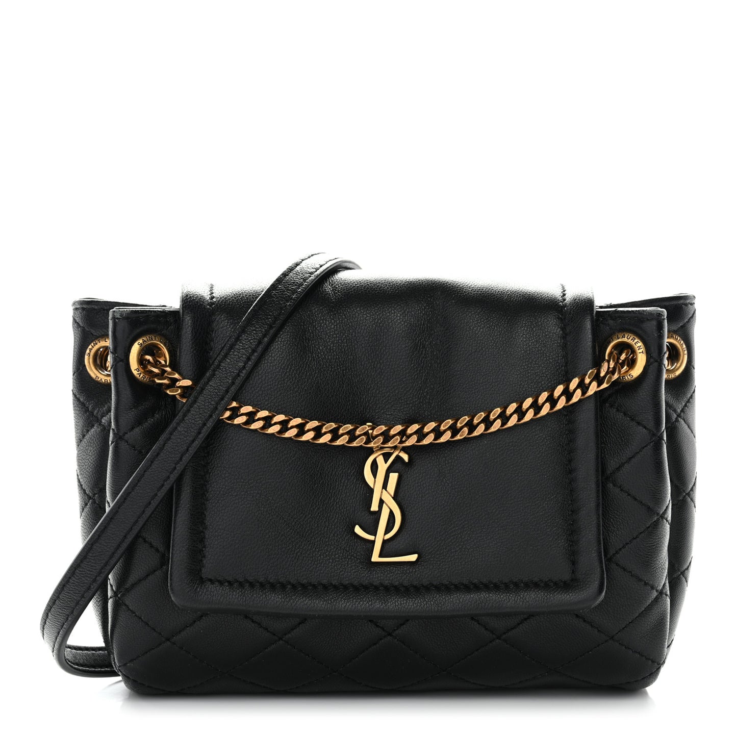 Lambskin Quilted Monogram Mini Nolita Black