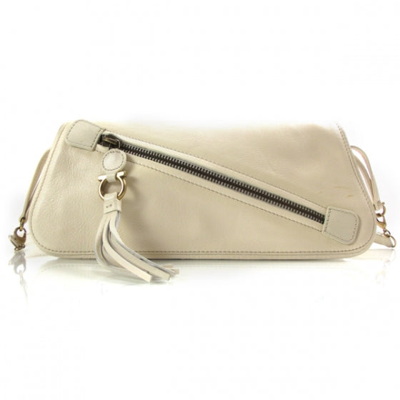 SALVATOREFERRAGAMOLeatherTasselShoulderBagIvory