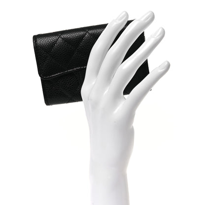 Chanel Caviar Quilted Flap Card Holder Wallet Black 2 of 9