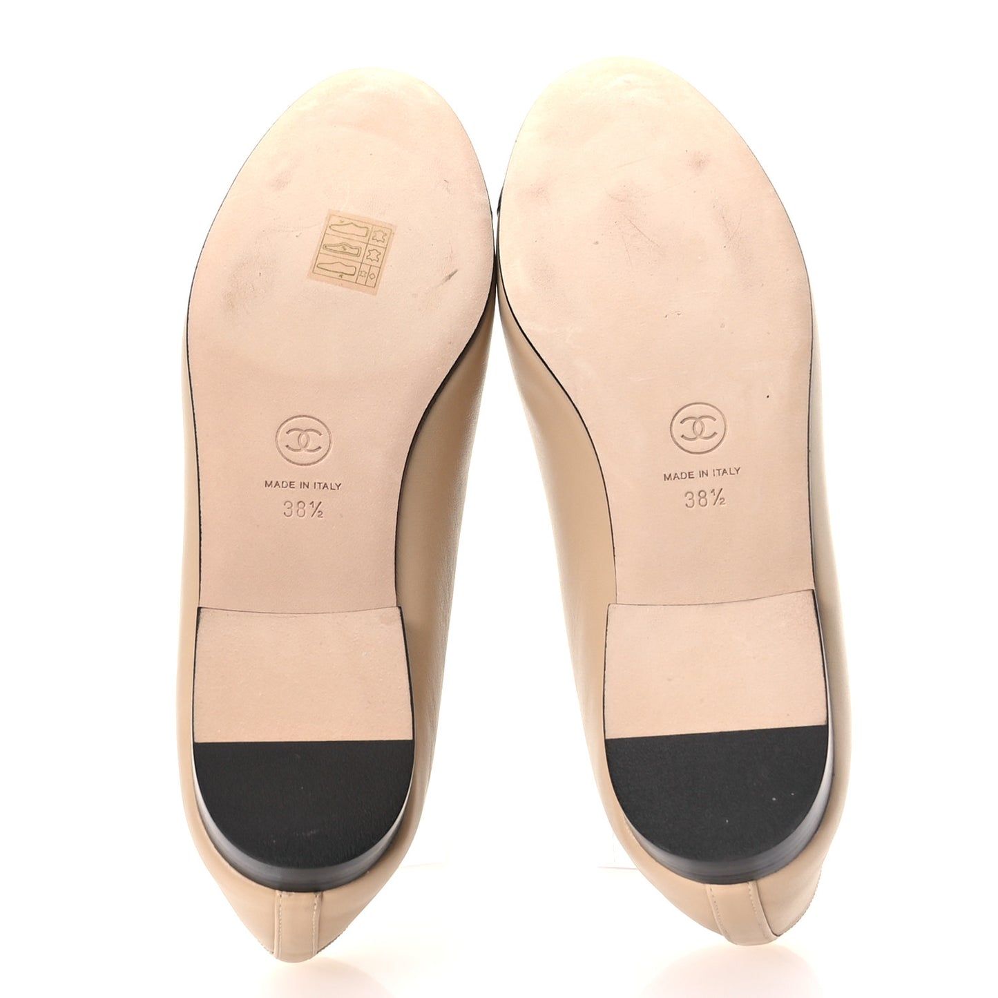 Lambskin Cap Toe CC Ballerina Flats 38.5 Beige Black