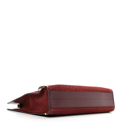 Saint Laurent Suede All-Over Monogram Convertible Tote Red 4 of 11