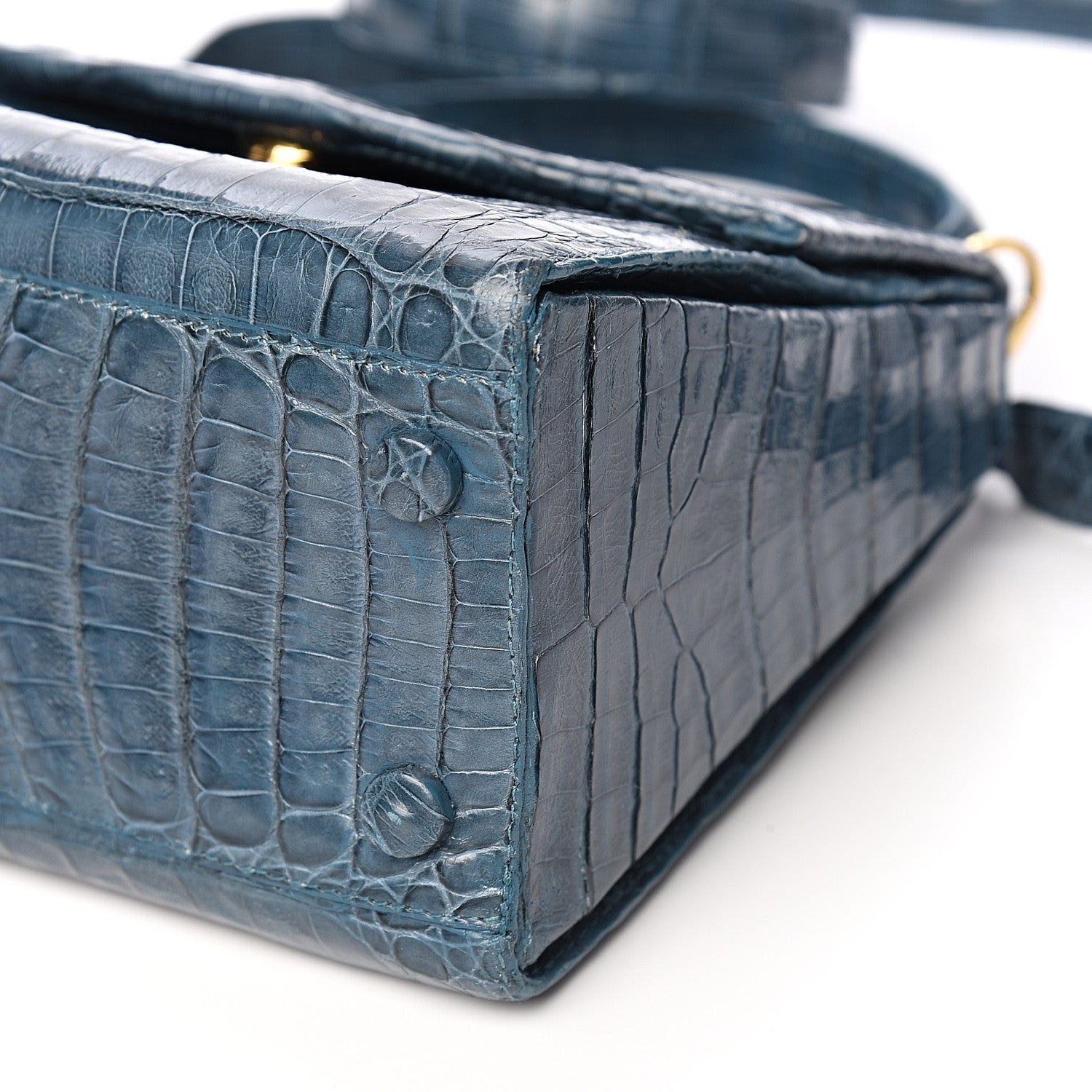 Nancy Gonzalez Crocodile Top Handle Shoulder Bag Blue 8 of 9