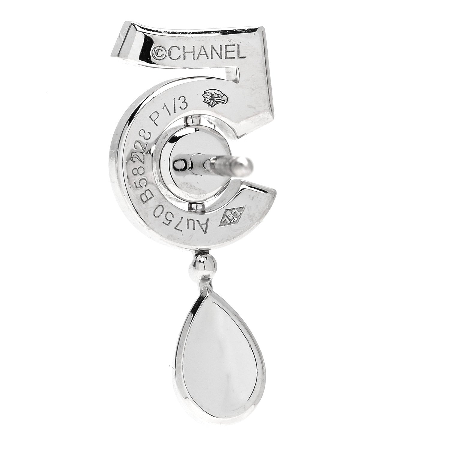 Chanel 18K White Gold Diamond No 5 Transformable Earrings 4 of 4