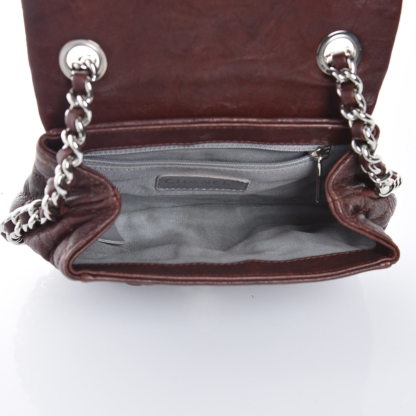 Washed Lambskin Mini Chain Around Messenger Dark Brown
