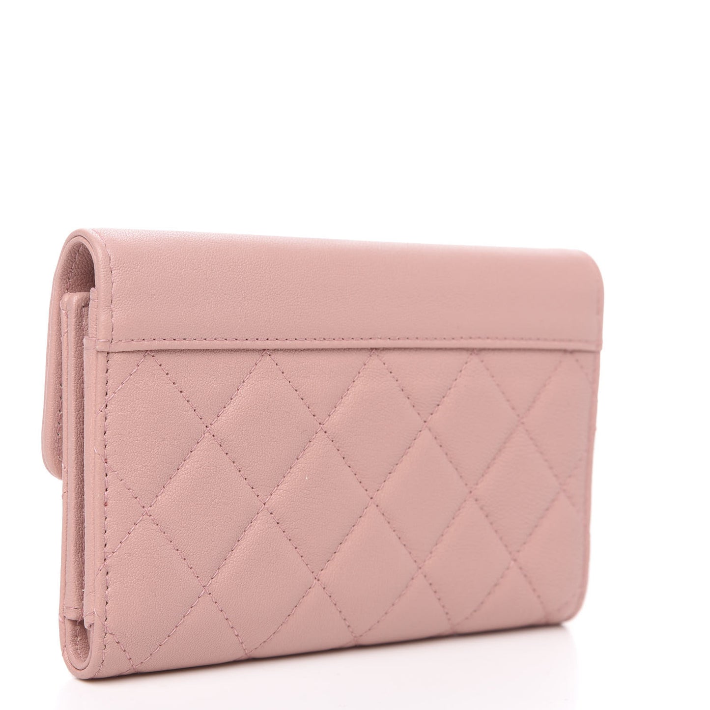 Lambskin Quilted CC Box Flap Wallet Light Pink