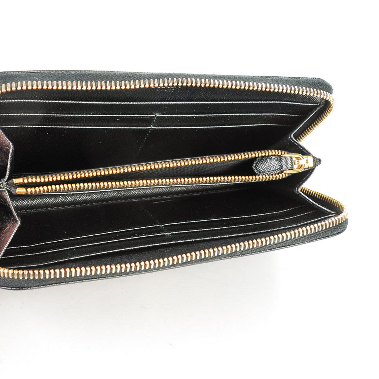 Prada Saffiano Triangle Zip Around Wallet Nero Black 5 of 7