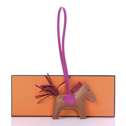 Hermes Milo Lambskin Grigri Rodeo Horse Bag Charm PM Sesame Grenat Rose Poupre 4 of 4