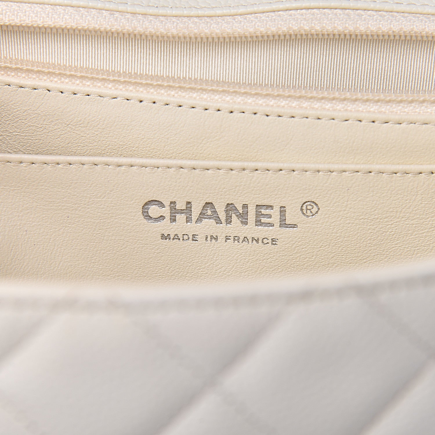 Chanel Caviar Quilted Jumbo Single Flap White 6 of 13