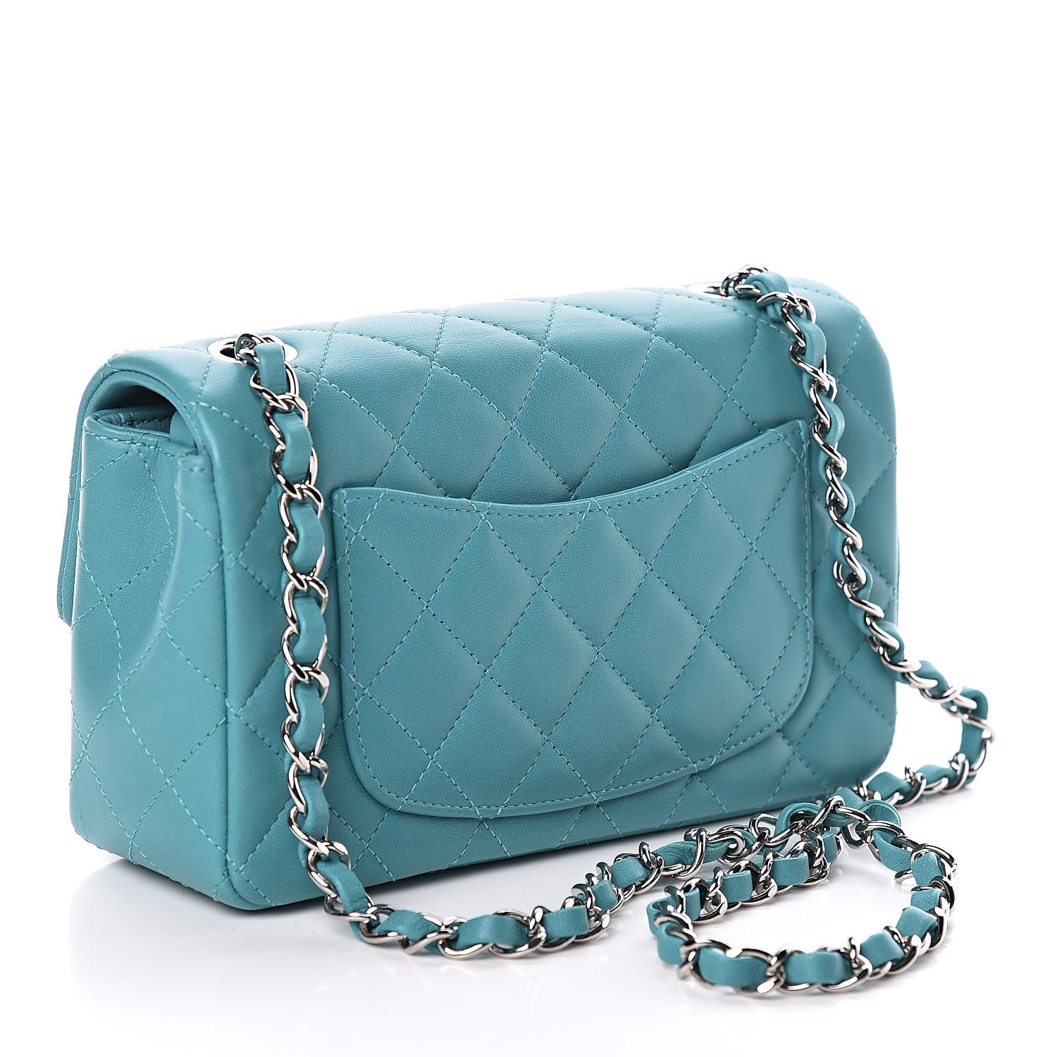 Chanel Lambskin Quilted Mini Rectangular Flap Turquoise 3 of 11