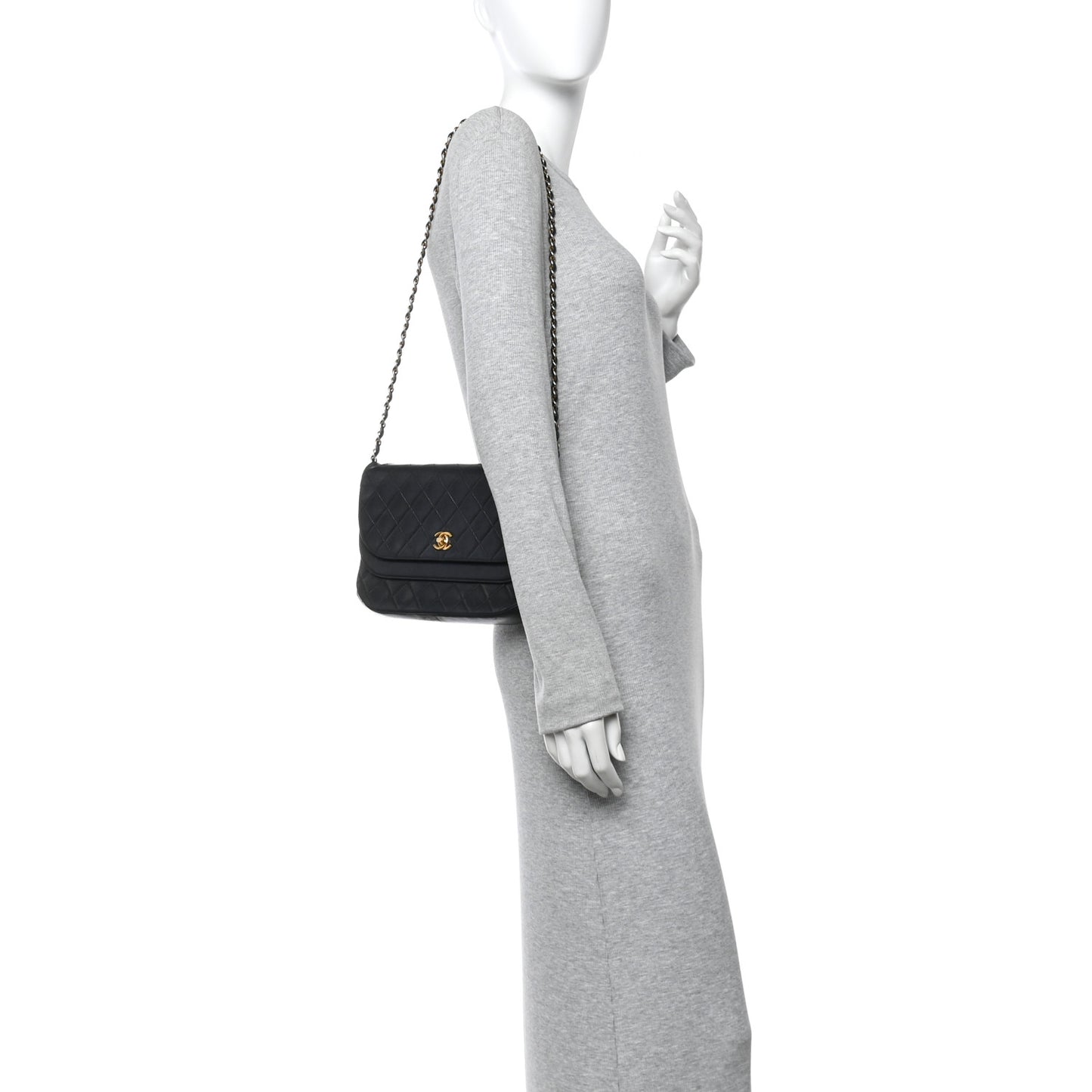 Lambskin Quilted Flap Bag Black
