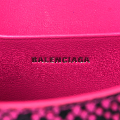 Balenciaga Shiny Calfskin Python Effect Hourglass Top Handle Bag Mini Fuchsia Black 6 of 10