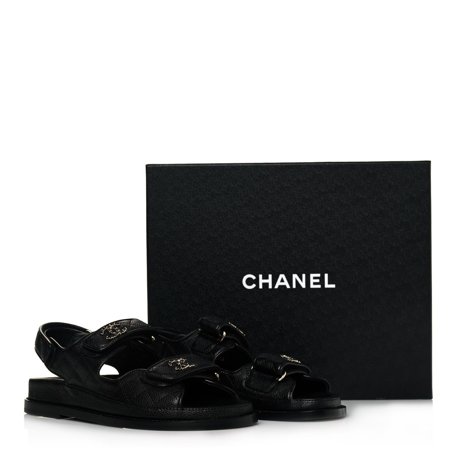 Chanel Grained Calfskin Velcro Dad Sandals 36 Black 8 of 8