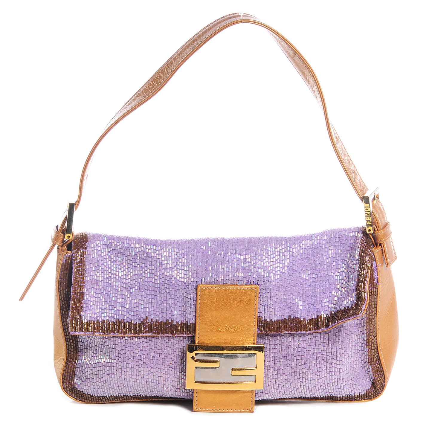 Leather Beaded Baguette Purple