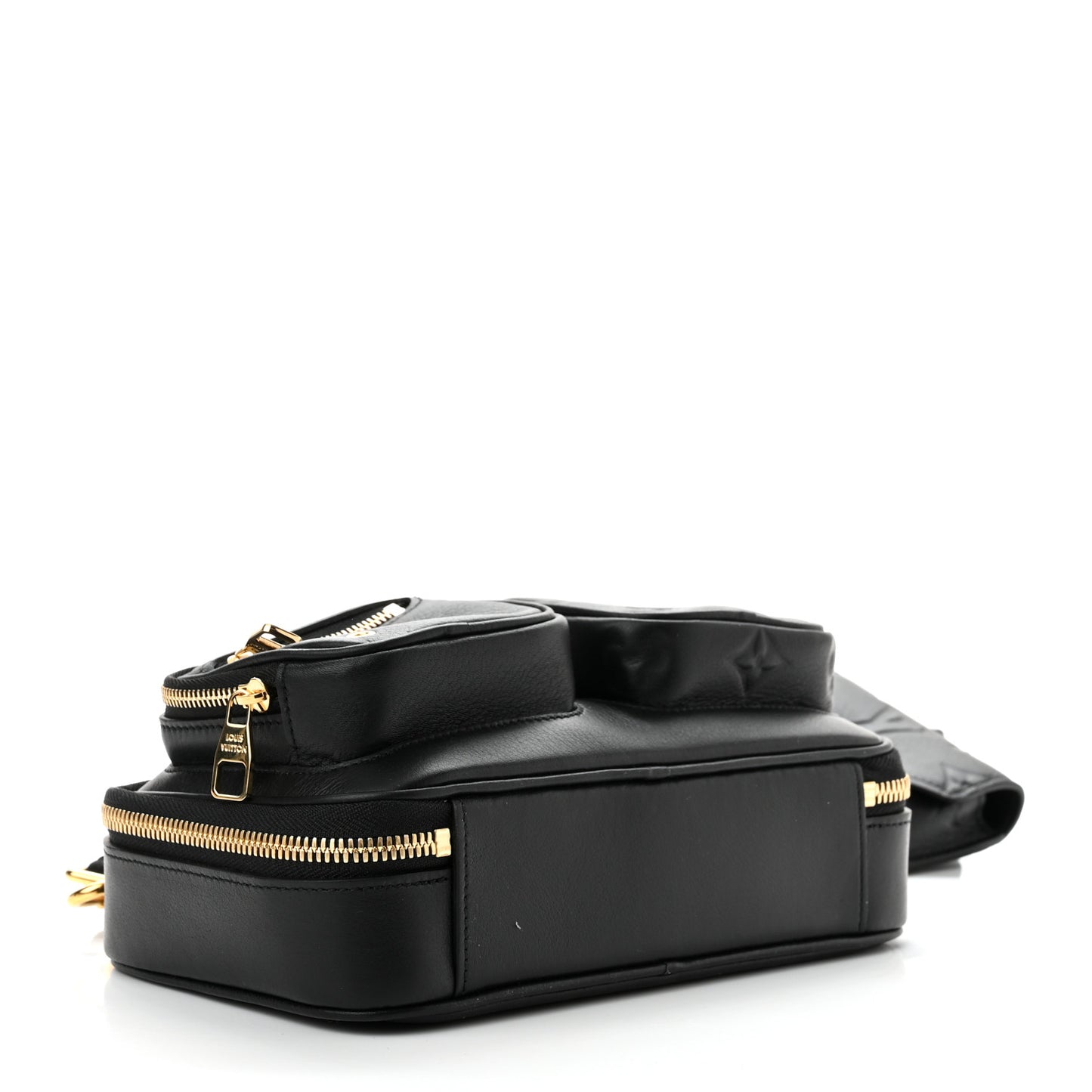 Calfskin Monogram Embossed Utility Crossbody Black