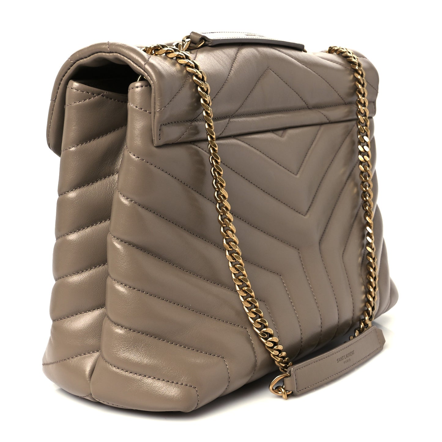 Calfskin Y Quilted Monogram Medium Loulou Chain Satchel Dark Latte