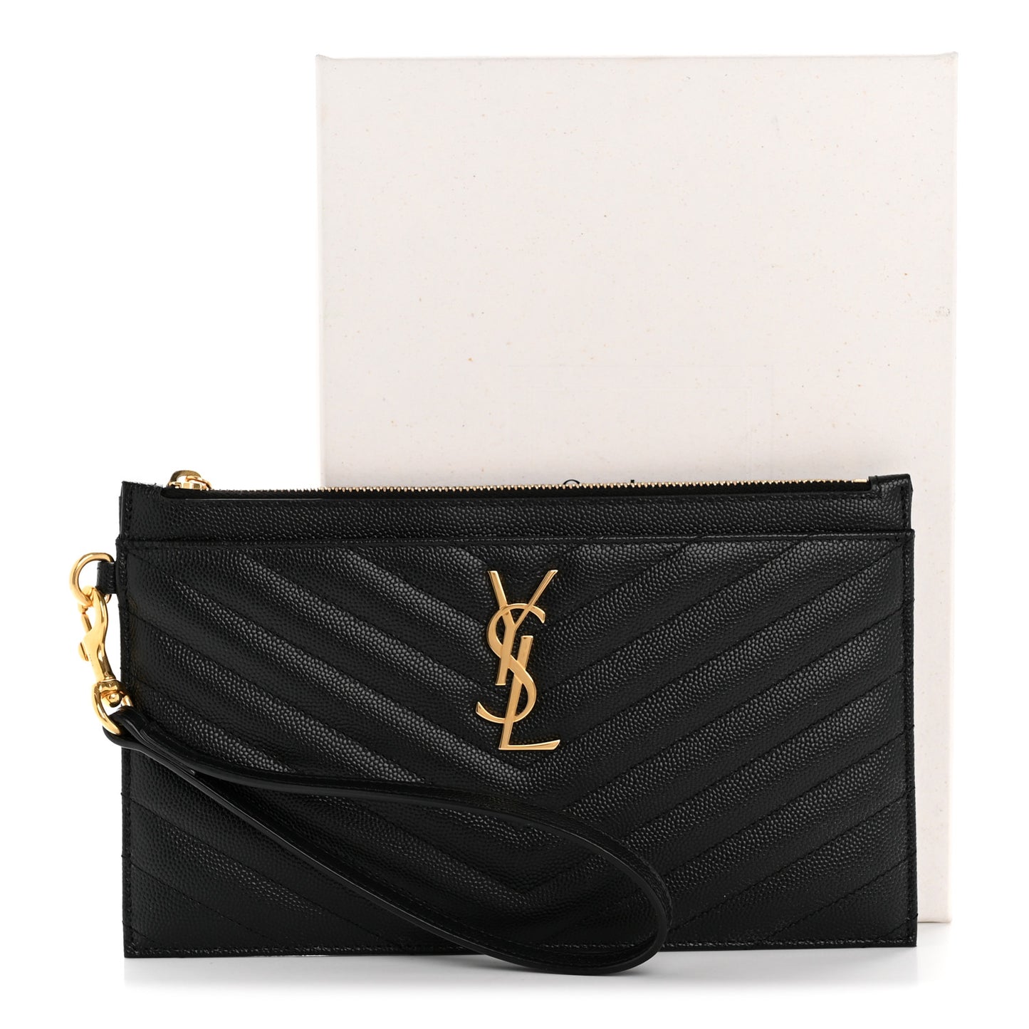 Grain De Poudre Chevron Monogram Large Bill Pouch Black