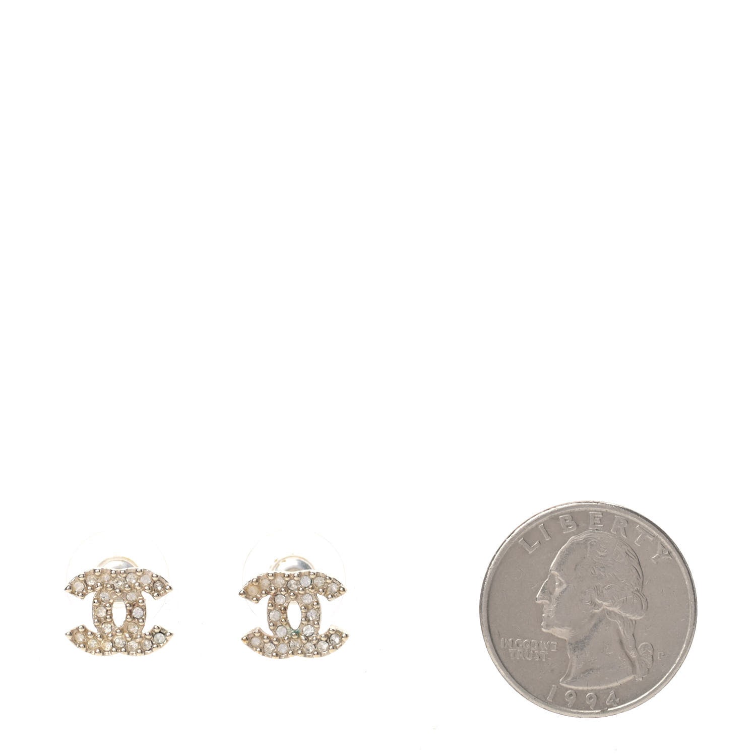 Chanel Crystal CC Earrings Gold 2 of 4