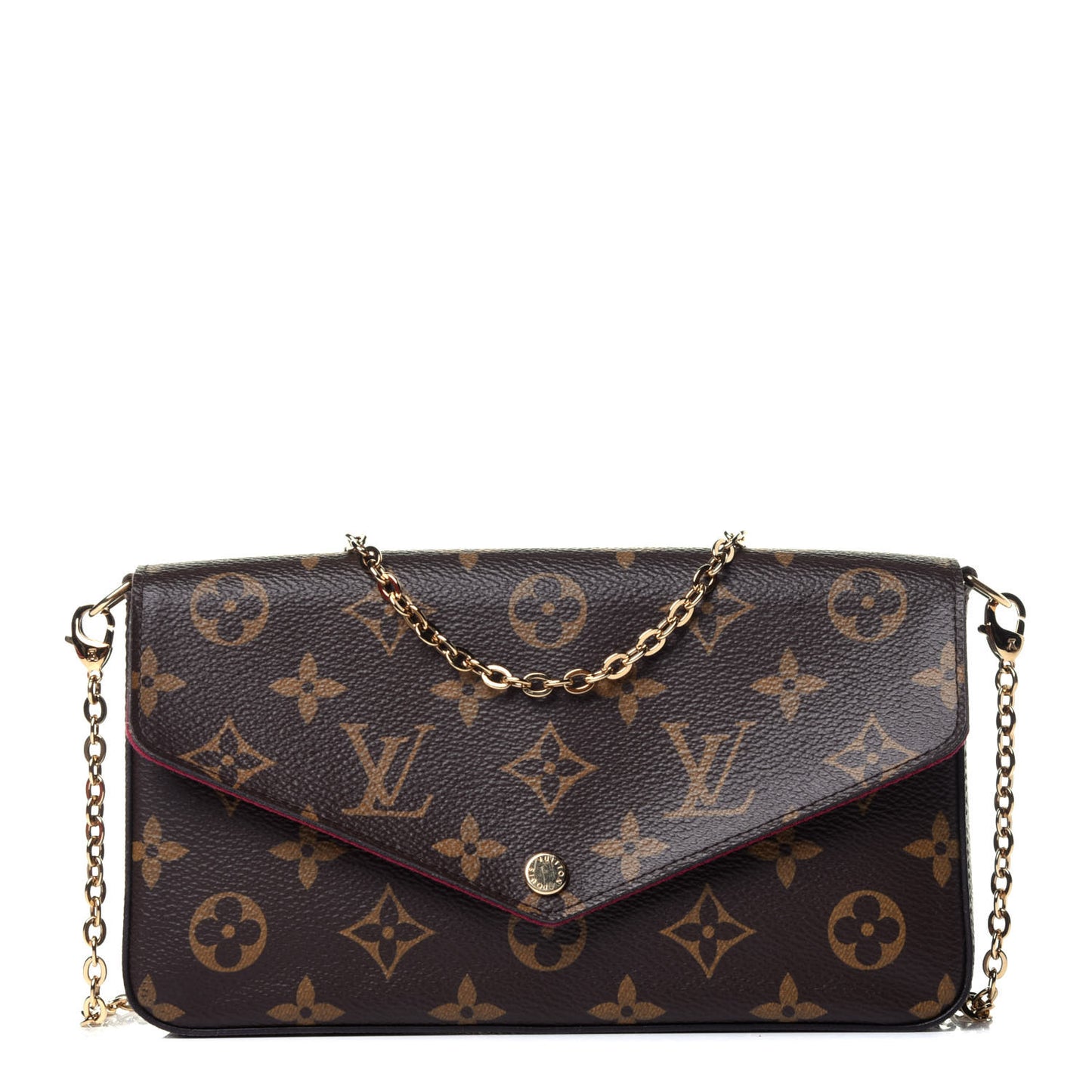 Monogram Pochette Felicie Chain Wallet Fuchsia