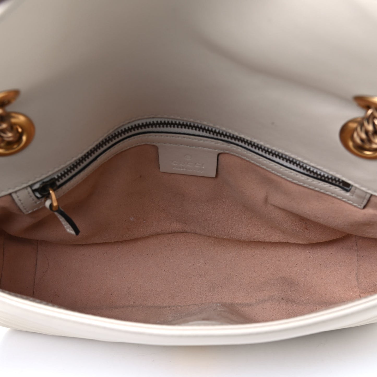 Calfskin Matelasse Small GG Marmont Shoulder Bag White