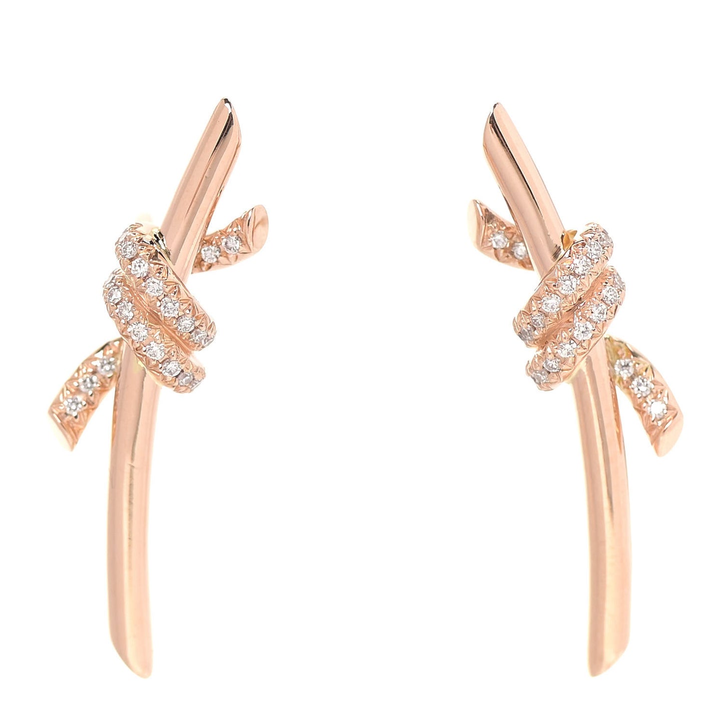 18K Rose Gold Diamond Tiffany Knot Earrings