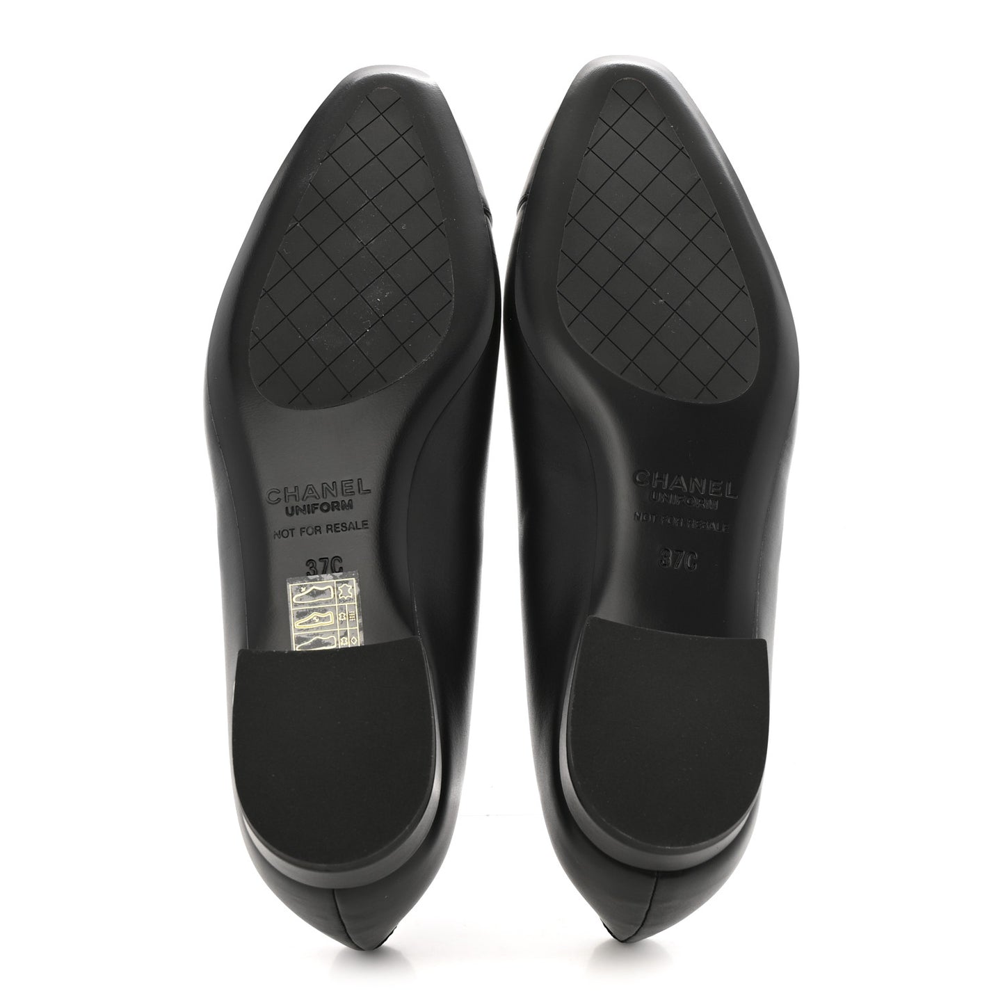 Lambskin Cap Toe CC Uniform Ballerina Flats 37 Black