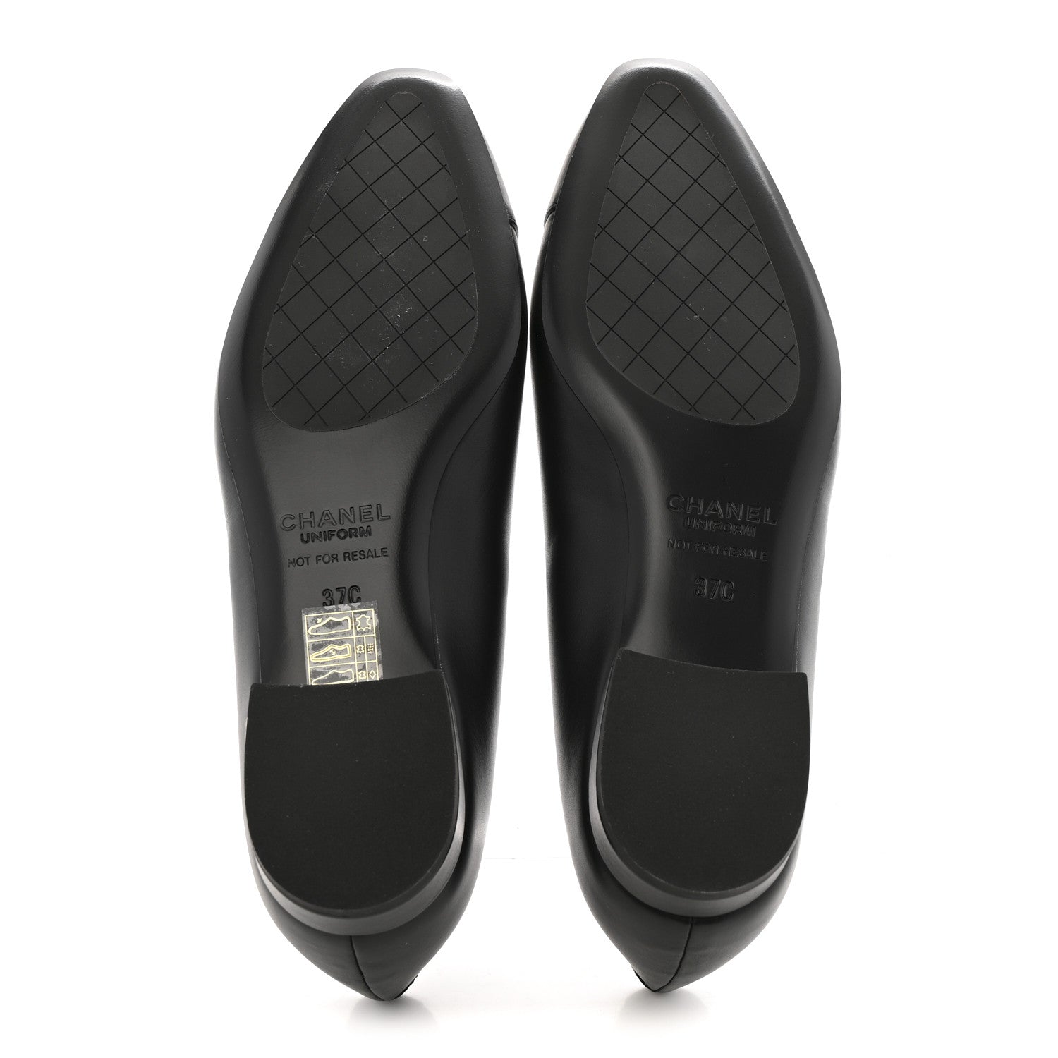 Chanel Lambskin Cap Toe CC Uniform Ballerina Flats 37 Black 6 of 9