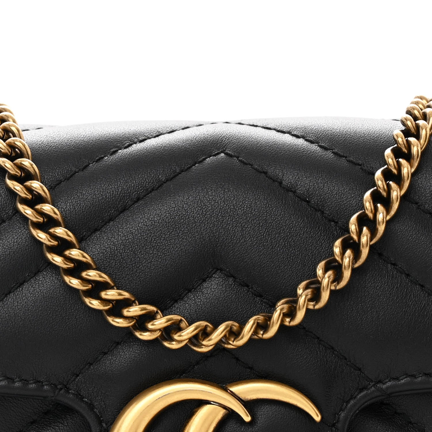 Gucci Calfskin Matelasse Super Mini GG Marmont Shoulder Bag Black 8 of 10