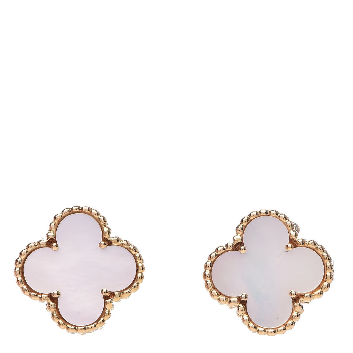 18K Yellow Gold Mother of Pearl Vintage Alhambra Earrings