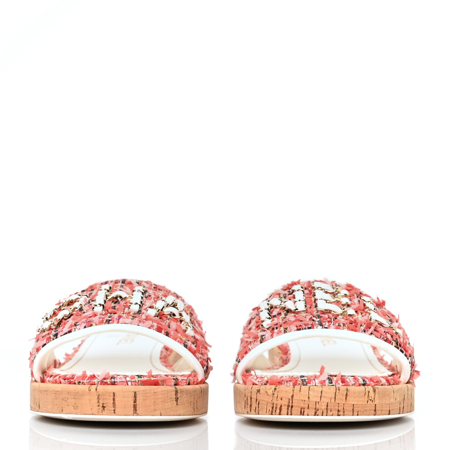 Tweed Cork Mule Sandal 40 Coral Red Pink