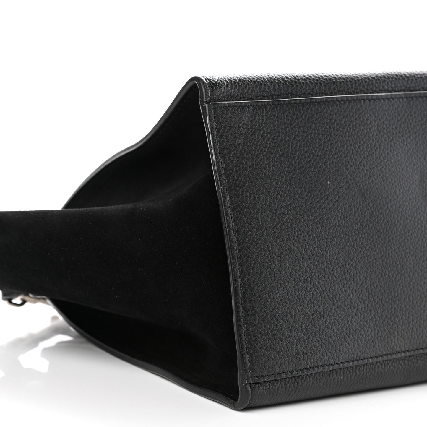 Drummed Calfskin Suede Small Trapeze Black