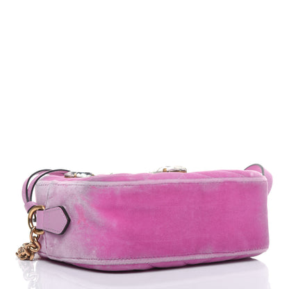 Gucci Velvet Matelasse Marquise Crystals Mini GG Marmont Chain Shoulder Bag Malva 4 of 14