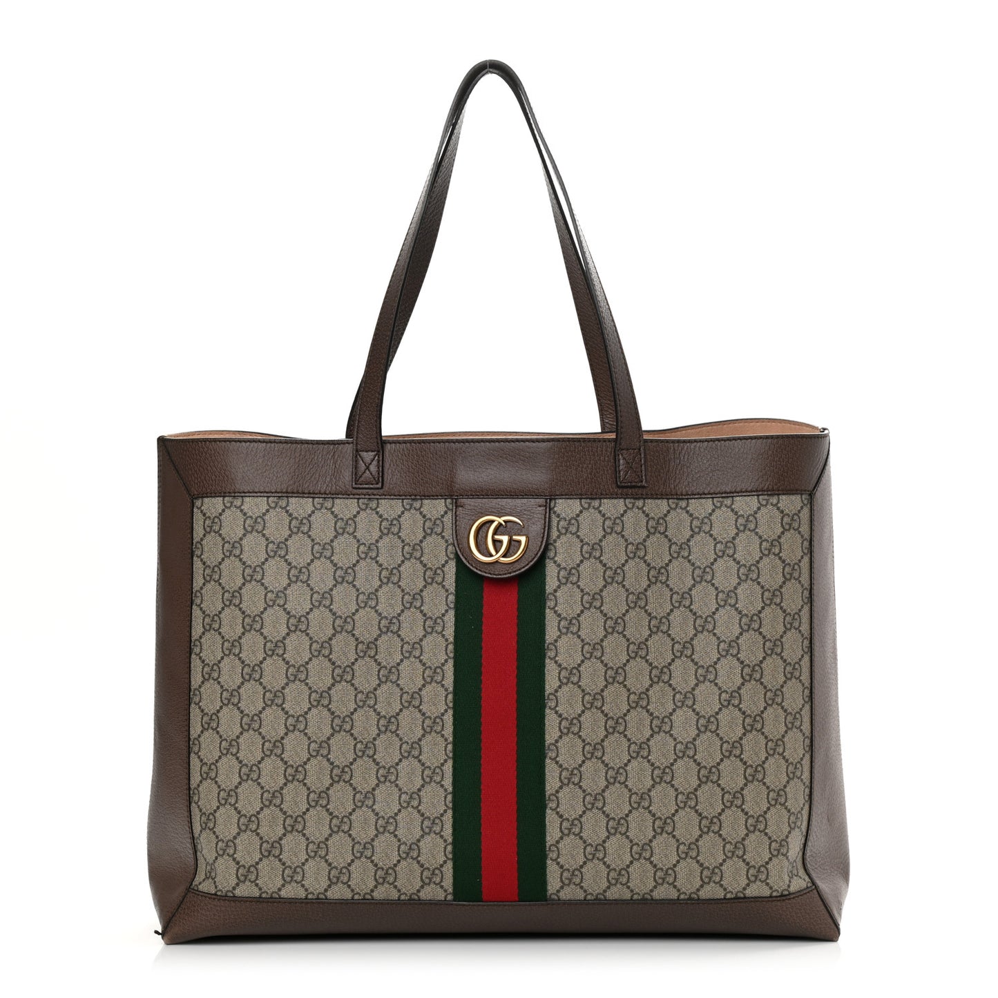 GG Supreme Monogram Web Ophidia Tote Brown