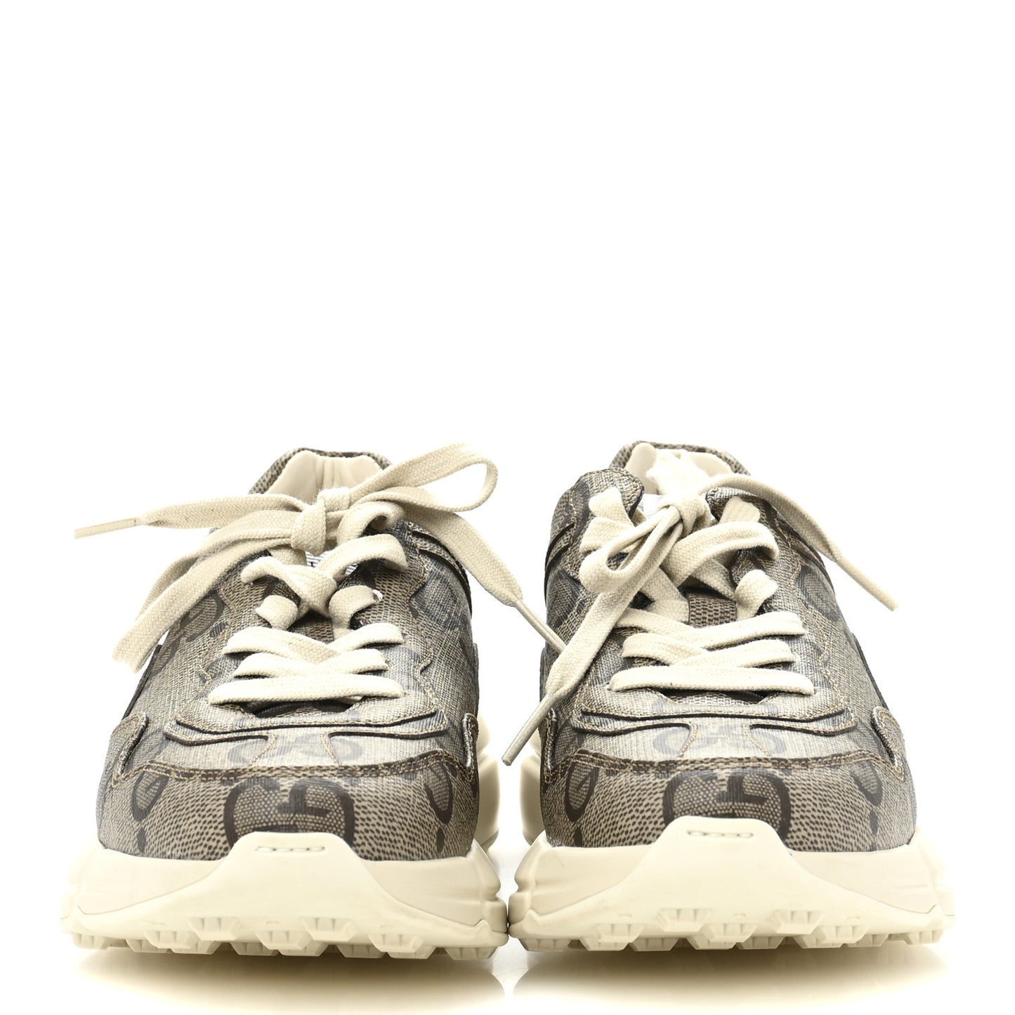 Maxi GG Supreme Monogram Gucci 100 Womens Rhyton Sneakers 37 Beige Ebony