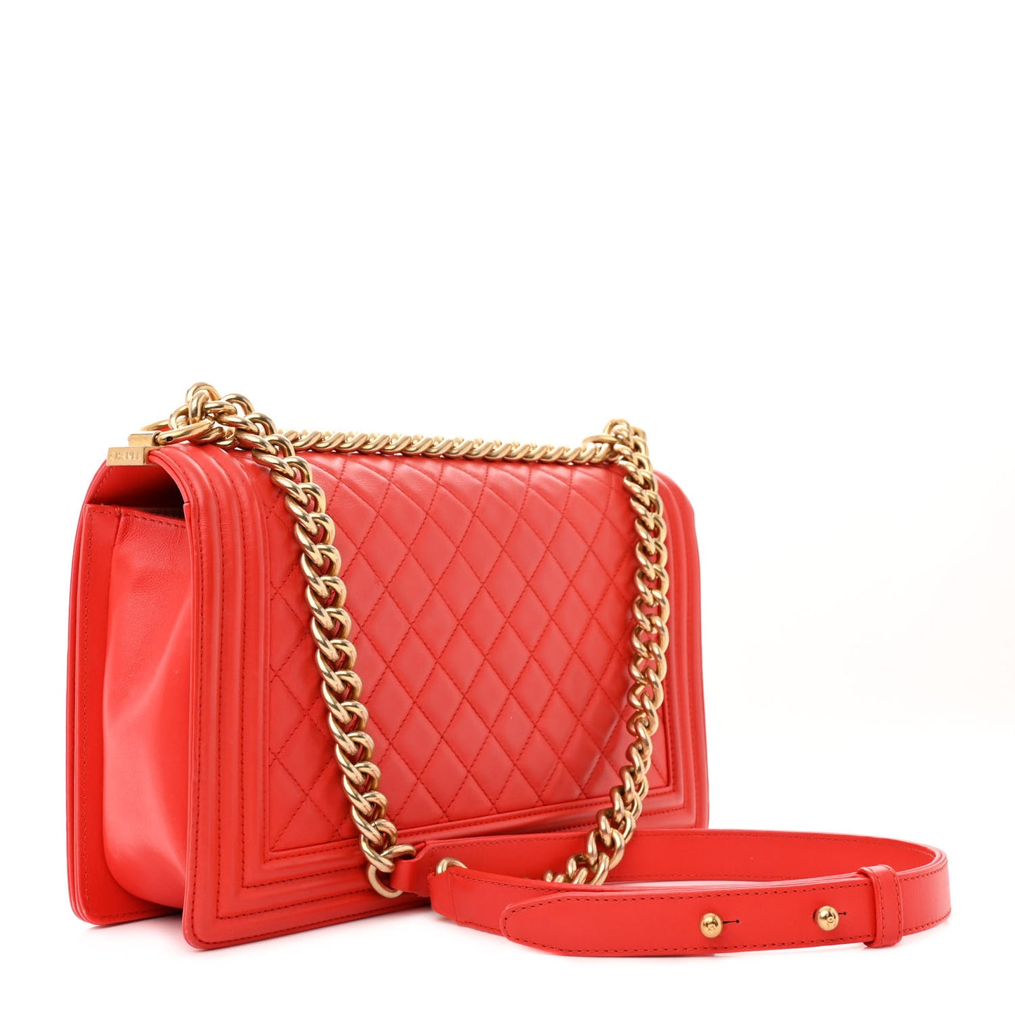 Calfskin Quilted New Medium Boy Flap Red