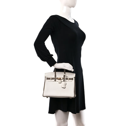 Hermes Togo Horseshoe Birkin 25 White Gris Asphalt 2 of 9