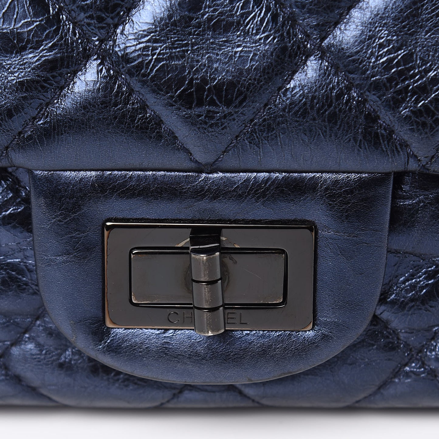 Metallic Aged Calfskin Quilted 2.55 Reissue 227 Flap Blue