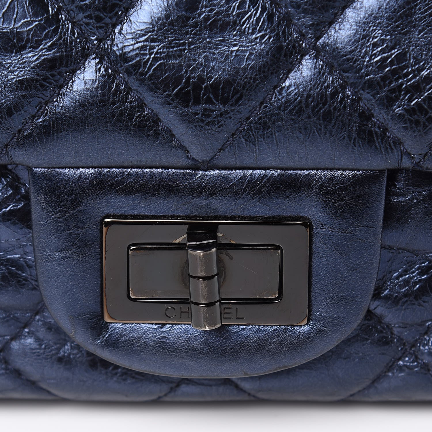 Chanel Metallic Aged Calfskin Quilted 2.55 Reissue 227 Flap Blue 12 of 12